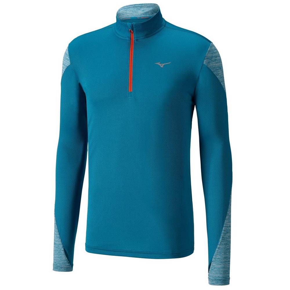Panske Treningove Oblecenie Mizuno ALPHA LONG SLEEVE HALF ZIP 2.0 Bezecke Modre Vypredaj ABYH54069
